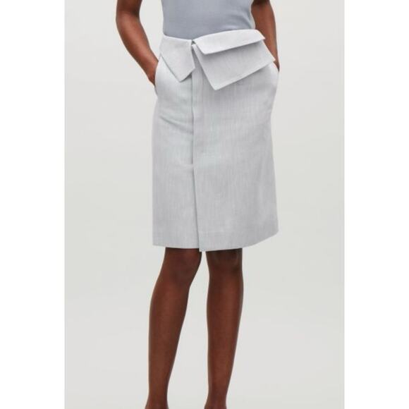 COS Modern Fold Over Skirt Gray Elegant Career Casual Wardrobe Women's 6 New - Picture 1 of 12
